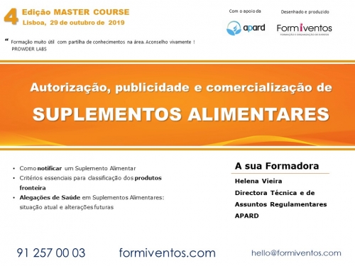 4ª Edição Master Course |Suplementos Alimentares| 29 de Outubro 2019